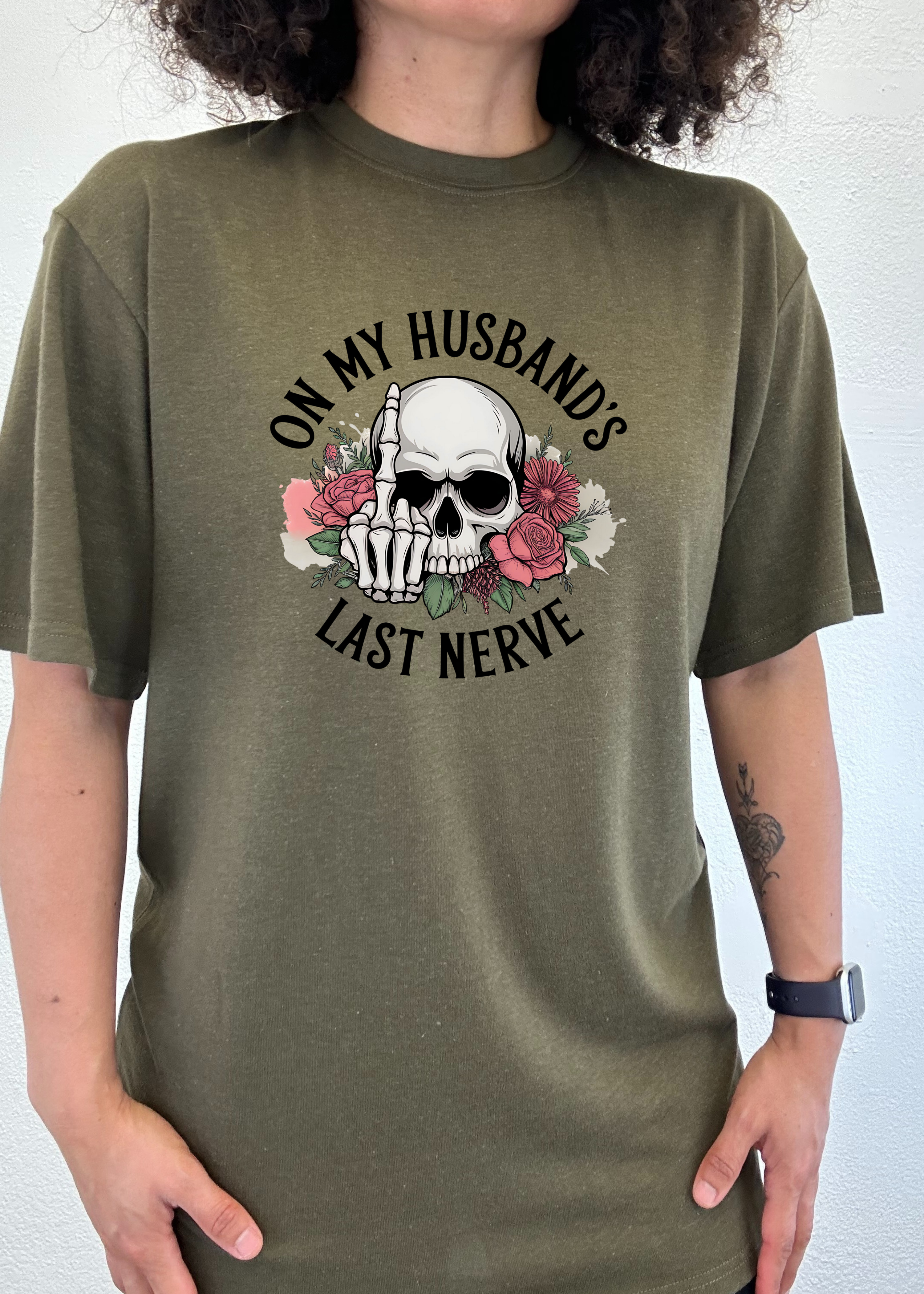 On My Husbands Last Nerve Sublimation Unisex Bamboo/Cotton Graphic T-Shirt