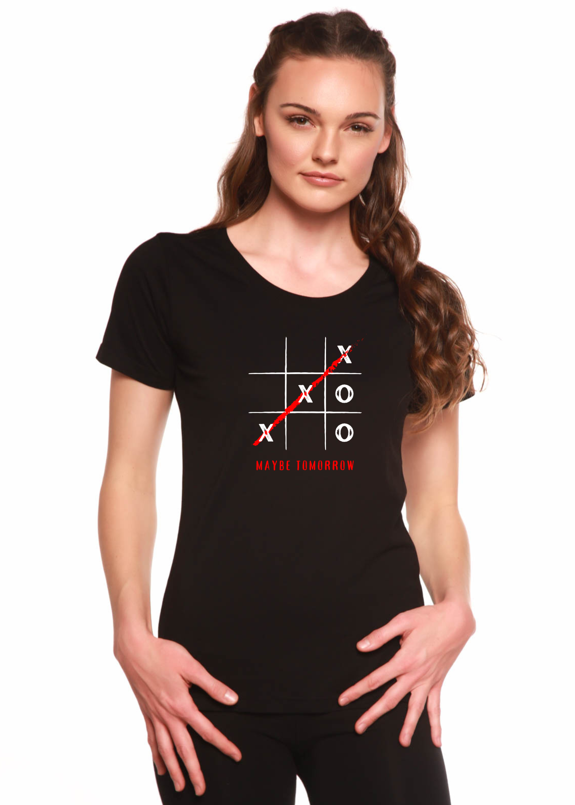 Maybe Tomorrow Women's Bamboo Sleeve Scoop Neck Graphic T-Shirt