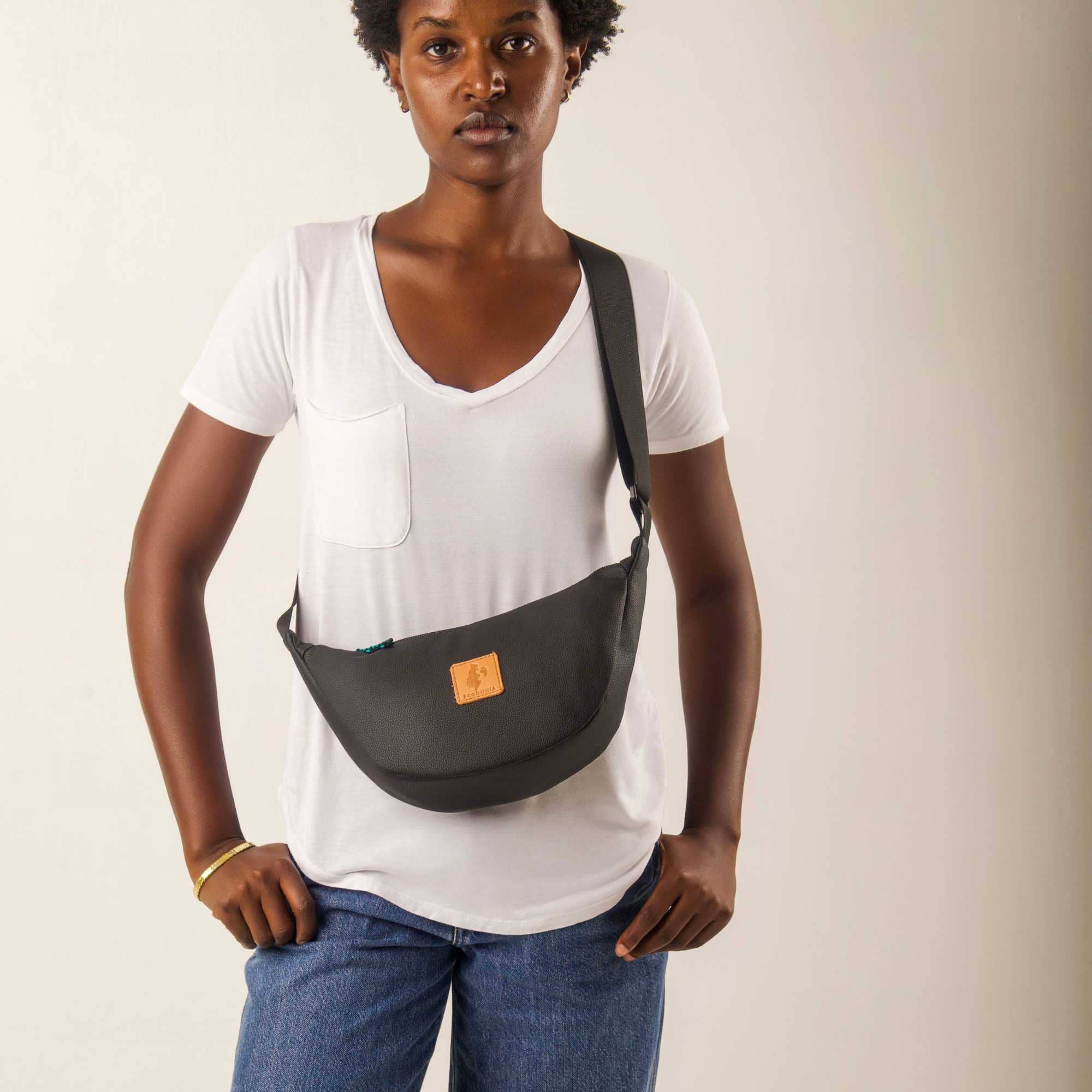 Round Mini Vegan Leather Shoulder Bag - Vegan Leather Purse