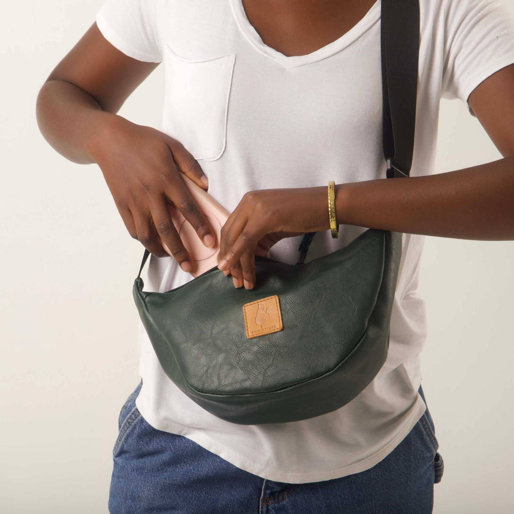 Round Mini Vegan Leather Shoulder Bag - Vegan Leather Purse